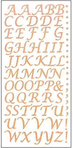 15mm Glitter Script Letter Stickers - Self Adhesive Alphabet Birthday Card Embellishments (Rose Gold)