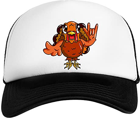 Sign Language Thanksgiving Turkey Weiß Schwarz Unisex Kinder Baseball Cap Kids White Black