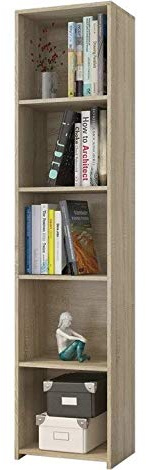 Framire B-40 Büro Bücherregal in Sonoma Eiche, 5 Regale, Bücherregal für Wohnzimmer, Schlafzimmer, Studio, Büro 180 x 40 x 30 cm