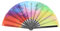 Hapivida Chinesischer Bunte Fächer 35cm Dekorative Faltbares Handfächer Vintage Regenbogen Fan mit Stoff Schutzbeutel für Hochzeit, Party, Tanz, Festival, Leistung, Geschenk