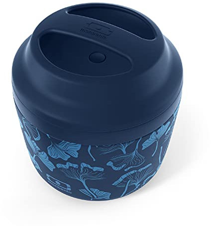 monbento - Thermobehälter für Essen MB Element Ginkgo - Auslaufsicher und Lebensmittelbehälter Hält Speisen bis zu 10 Stunden Warm/Kalt - Perfekt für Büro/Meal Prep/Schule - Japanisches Muster - Blau
