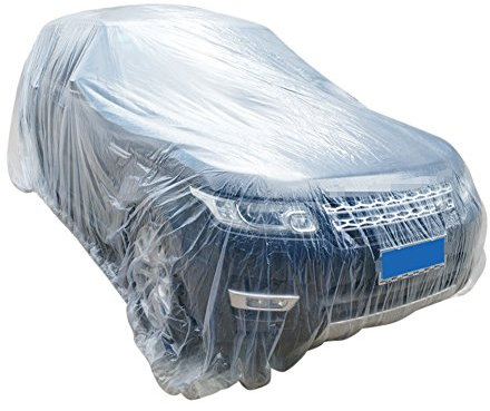 Kunststoff Autoabdeckung Durchsichtiger Kunststoff Einweg Universal Gummiband Autoabdeckungen Regen Staub Garagenabdeckung wasserdichte Staubdichte Auto Schutzhülle Temporäre Auto(1 Stück)