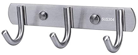 Perchero para pared de acero inoxidable 304 percheros, ganchos de ropa resistentes montados en la pared, 3 ganchos