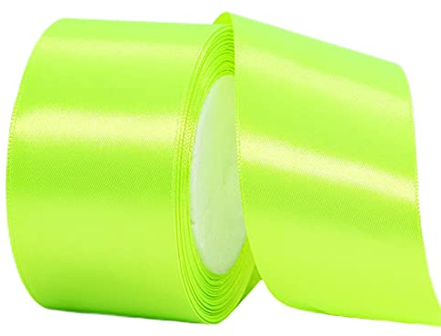 22m Satinband Geschenkband Fluoreszierendes Grün 50mm Breit,Auto Seidenband Gelb Dick Schleifenband Satin Dekoband Geschenkverpackung Deko Band Stoffband für Weihnachten Hochzeit Taufe Geburtstag DIY