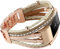 WONFAITH Posh Leather Band Compatible with Fitbit Charge 2 Bands, Boho Handmade Bracelet Multilayer Wrap Layered Wristbands Compatible for Women (Khaki with Rose Gold)