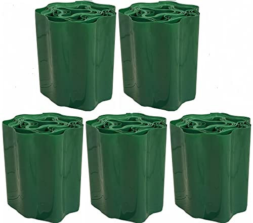 Selections Green Plastic Lawn Edging for Landscaping Borders Pathways 9m Roll - Pack of 5