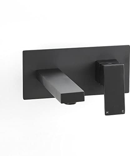 Milano Preto Wall Mounted Bathroom Basin Mixer Tap - Black