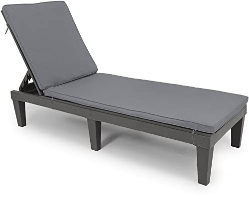 YITAHOME Sonnenliege mit Kissen, Gartenliege Wetterfest mit Verstellbarer Rückenlehne, Liegestühle für Draußen Bett mit 200kg Gartenliege für Patio/Strand/Terrasse/Pool, Schwarz