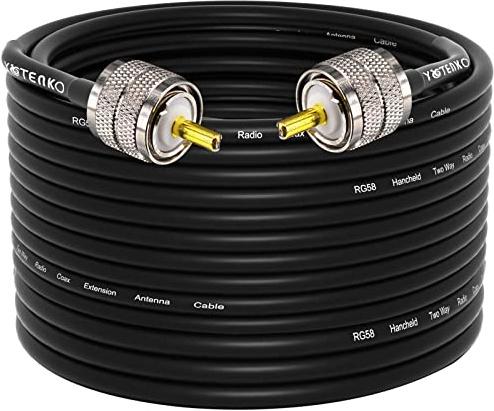 YOTENKO RG58 Coaxial Cable 75ft, CB Coax Cable UHF PL259 Male to PL259 Male Cable 50 Ohm Coax Low Loss for CB Ham Radio,SWR Meter,Dummy Load,Antenna Analyzer