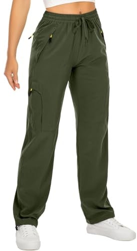 mosingle Womens Hiking Walking Trousers for Safari Cargo Travel | Lightweight, Quick Dry, UPF 50 Outdoor Pants for Camping Work Golf Trekking Zipper Pockets