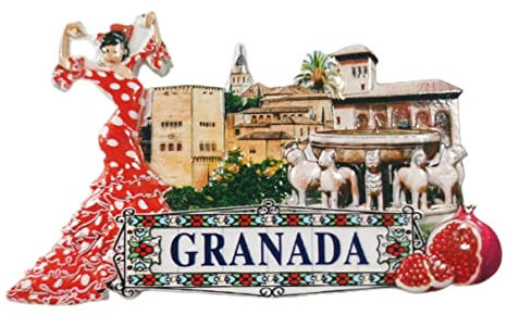 Imán para nevera de Granada España 3D, regalo de recuerdo, resina hecha a mano, imán para nevera Granada, colección de decoración para el hogar y la cocina