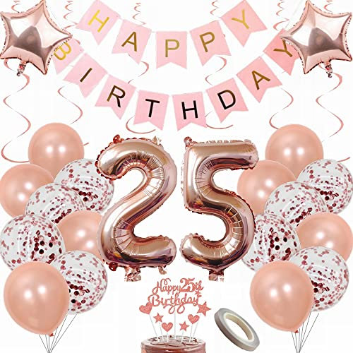 Yunchu Online Luftballon 25. Geburtstag Frauen Dekoration Rosegold Party Deko Tortendeko Geschenk Ballon