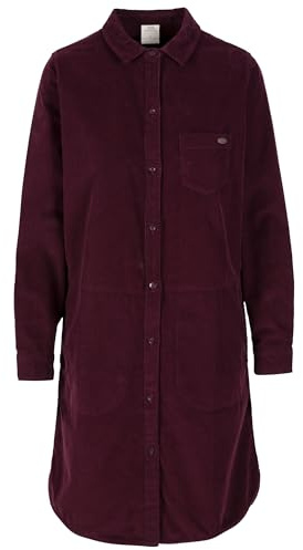 Trespass Allison Damen-Hemdkleid, lässig, Knopfleiste mit Seitentaschen und gebogenem Saum, Dark Cherry, 38