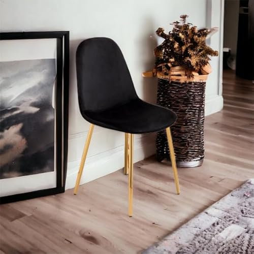 Umberto Ravelli Lot de 6 Chaises Scandinaves en Velours et Pieds métallique (Dorée - Noir)