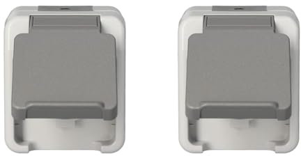 Merten MEG2301-8029 Schuko Steckdose Klappedeckel,Schutzkontaktsteckdose Aufputz 1 fach Feuchtraum, IP44,Lichtgrau, Aquastar (Packung mit 2)