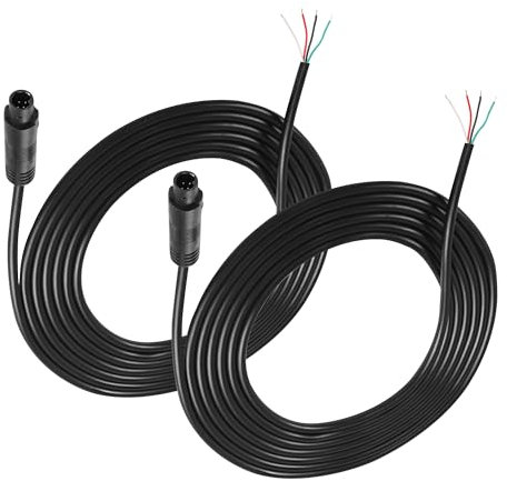 MEIRIYFA 4 Pin Dash Cam Cable Rear Camera Wire Pigtail Cable Male to Bare Wire Rear View Backup Camera Cord, 2 Pack Dash Cam Rearview Mirror Cable for Pick-up Trucks,SUV,Bus - 2M (Male)
