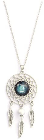 Garneck Silberne Chokerhalskette Silberne Halsketten Schmuck Halsketten Silberkette Silbernes Medaillon Silberne Federkette Traumfänger-Halskette Feder Halskette Anhänger