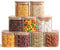 ComSaf 24oz/700ml Glass Food Storage Jars Set of 9, Clear Glass Storage Containers with Bamboo Lids, Pantry Organization Jar, Spice, Tea, Coffee and Sugar Container, Small Canister Set for Kitchen