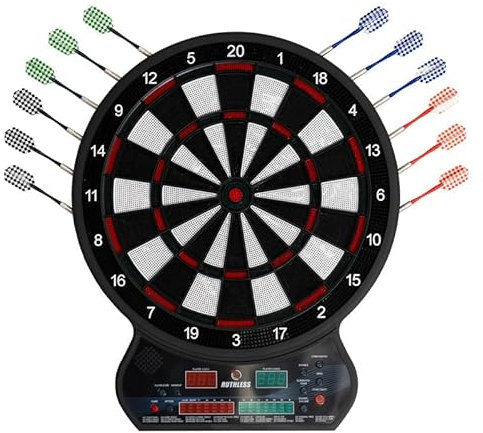 Ruthless - Ruthless R600 Electronic Dartboard - Soft Tip - inc 4 Sets of Darts - 8 players-27 Games