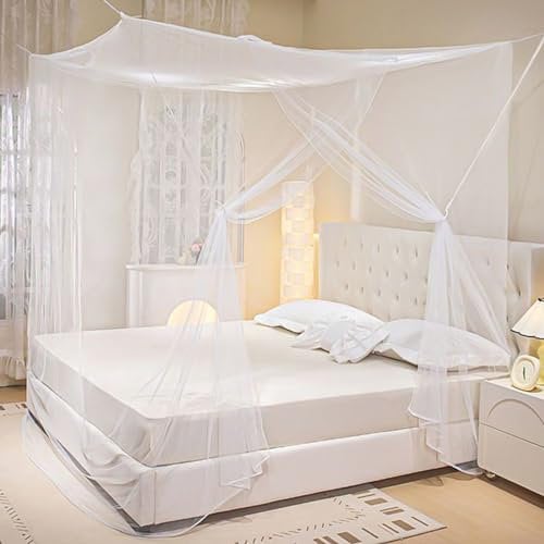 LINSOCLE Moskitonetz Bett, Moskitonetz Doppelbett, Moskitonetz für Bett mit Tür 200x200x180cm, Quadratische Moskitonetze, Mosquito Net Bed für Zuhause, Camping Geeignet, Reisen