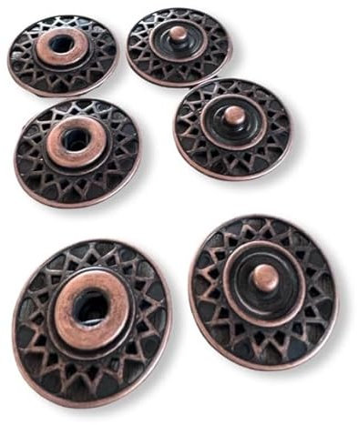 3 Stück rund grosse und stabile Metall Druckknöpfe zum Annähen 27mm hellsilber oder altkupfer (3 Stück) (altkupfer)