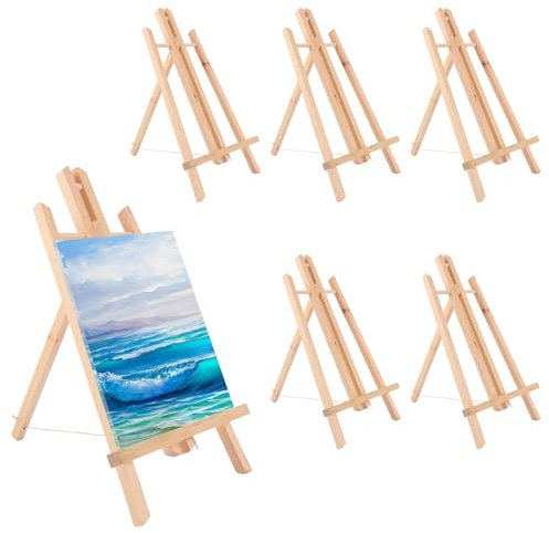 JMIATRY 6Stk Leinwand Ständer 30 cm hoch, Staffelei Tisch, Mini Staffelei Holz Tischstaffelei Holz für Gemälde, Kinder Kunst & Handwerk