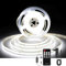 AXMOTUT COB LED Streifen 2m, LED Strip Kaltweiß 6000K, LED Lichtband 24V 320LEDs/M, Dimmbar Led Streifen 2m mit RF Fernbedienung und Netzteil, CRI90 für Zuhause Partei deko, DIY Dekoration