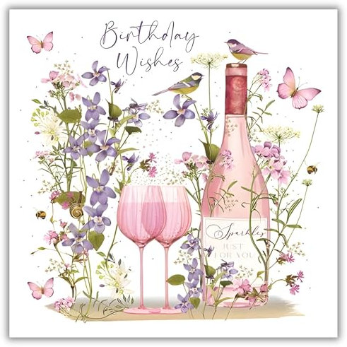 Female Birthday Card for Her - General Card for Women - Birds and Flowers - Artistic Floral Design - Special Finish - Made in the UK - Eco-Friendly