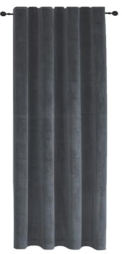 TiborTex Vorhang Kräuselband Anthrazit 140x175 cm Verdunkelung Samt weich Blickdicht Gardine Universalband Schlafzimmer Wohnzimmer Thermovorhang