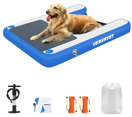 VEBESYET Escalera Inflable de Agua para Perros para Piscinas, Barcos, muelles, mar y Lago, Plataforma de EVA Antideslizante para Perros de hasta 150 Libras