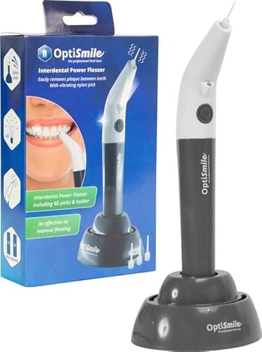 OptiSmile® Interdental Power Flosser | Filo Interdentale Elettrico per un'Igiene Orale Completa | Inclusi 60 Bastoncini in Nylon