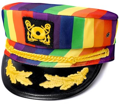 COSAVOROCK Kapitänsmütze Herren Yacht Stolz Kappe Regenbogen Einheitsgröße