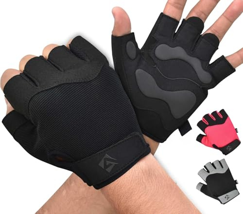 AQF Fitness Handschuhe, Trainingshandschuhe für Bodybuilding & Kraftsport | Atmungsaktive Gym Sporthandschuhe mit gepolstertem Handflächenschutz und rutschfestem Grip für Klimmzüge & Workout
