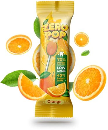 ZERO POP ORANGE - zuckerfrei & vegan - Low Carb & mit Ballaststoffen - 70% weniger Kalorien - 20 Stk x 7,5g