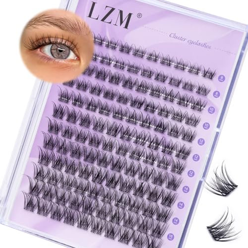 LZM Faux Cils Individuel - 120Pcs Extension Cils 8-16mm D Curl Faux Cils Naturel Bande Mince Extension De Cils Individuels Réutilisable Cluster Lashes Individual Eyelashes (SNR028-D-MIX)