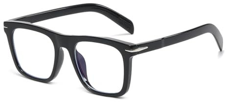 LJCZKA Quadratisch Blaulichtfilter Brille Damen Herren, Übergroß Eckig Blaulichtbrille Dicker Rahmen Anti-Müdigkeit Anti Augenbelastung Computerbrille (Schwarz)