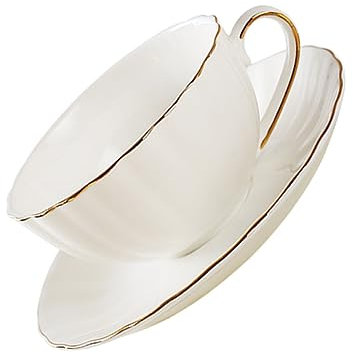 COLLBATH Porzellantasse Mit Untertasse Weiß Mit Goldrand Set Für Kaffee Tee Cappuccino Aus Porzellan Für Küche Und Zuhause