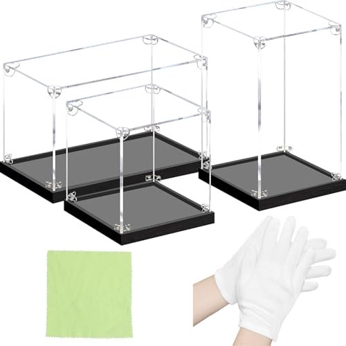 WXHJM Acrylic Display Case with Black Base, Clear Acrylic Organizer Box Assemble Countertop Dustproof Protection Showcase for Building Block Model Collectible Action Figures Toys 15 * 15 * 15cm