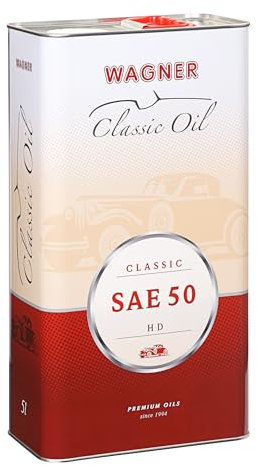 WAGNER Einbereichs-Motoröl Classic SAE 50 HD - API SH/CF-4, Motorenöl Hochlegiert & Mineralisch | Oldtimer, Motorrad & Nutzfahrzeuge mit 2-/4-Takt Benzin-&Dieselmotoren, 5 Liter Motoröle für Autos