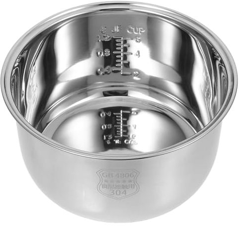 Zerodeko Rice Cooker Pot Inner Replacement Stainless Steel Rice Cooker Insert, 3L Stainless Steel Inner Pot, Traditional Electric Cooker Accessories