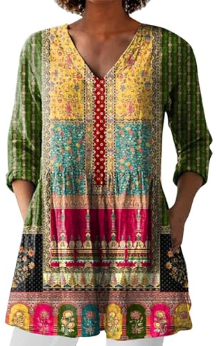 Leinenbluse Damen, Blusenshirt Langarm Sommer Leinen Shirt Sommerblusen Leicht Strand Tunika Luftig Boho Elegante Oberteile Tshirt Longshirt Blusen & Tuniken Für Damen