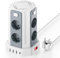 Tour Multiprise avec Interrupteur, Multiprise Parafoudre et Surtension avec 8 Sortie AC et 4 Ports USB(Max 5V/3.4A) Prise Multiple Rallonge Electrique 2M Convient pour Maison, Bureau, Blanc