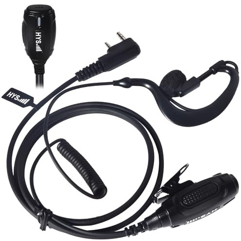 HYS Funkgerät Headset G-Form mit Mikrofon Security Kopfhörer Kompatibel mit Baofeng UV-5R BF-888S Quansheng UV-K5 UV-K5(8) Kenwood TH-F7 TK-2100 2-Wege-Radio (G-1)