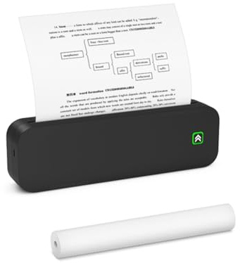 Knoruley Mini Imprimante Portable A4 sans Encre, Imprimante Thermique A4 pour Téléphone, PC, Imprimante de Transfert de Tatouage, Noir