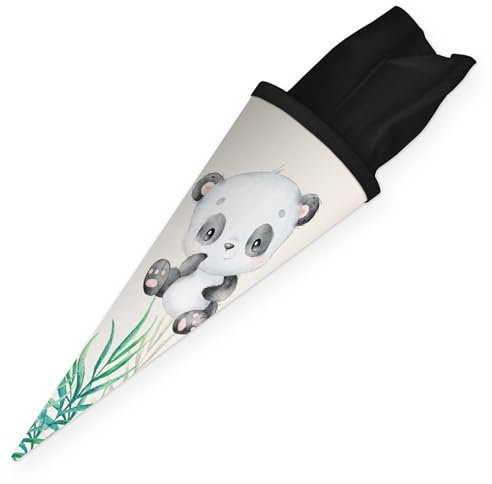 itenga Geschwister Schultüte 35cm mit Filzverschluss kleine Tüte Geschenkverpackung Einschulung Schulanfang (Motiv Panda)