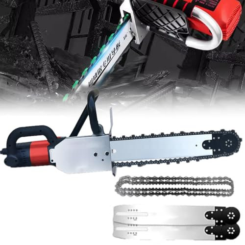 Electric Concrete Chain Saw, Handheld Chainsaw Wall Cutter, Electric Diamond Chain Wall Cutter, with Water Fed Dust Suppression, for Granite, Reinforced Concrete,350