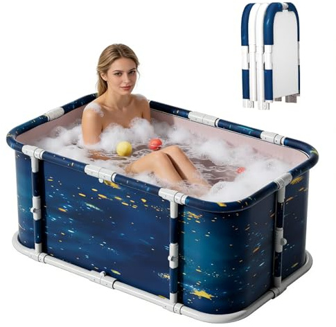 YYW Foldable Ice Bath Tub, Large Portable Soaking Tub for Home Gyms | Blue Cosmic Planets Pattern, Foldable Soaking Bath Tub, Large Capacity, Fast Muscle Recovery, Portable for Home Outdoors Gyms