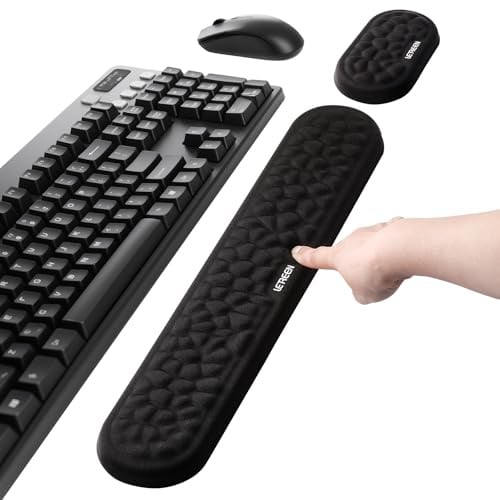 LETREEN Wrist Rest for Keyboard and Mouse Set - Easy Typing, Pain Relief | Non-Slip Ergonomic Keyboard Wrist Rest Support - Cushion Support Pad for Computer Laptop Working Gaming, Black