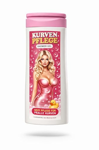 Kurven Pflege Duschgel 300ml – Lustiges Geschenk für die beste Freundin – Witziges Frauen-Duschgel – „Sexy Pflege für pralle Kurven“ – Geschenkidee BFF
