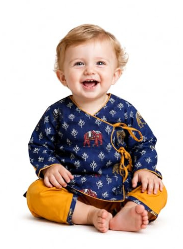 A.T.U.N. (ALL THINGS UBER NICE) Dhoti Kurta Cotton Printed Baby Boy Set | Festive Ethnic Clothing Set Made of Soft Breathable Fabric | Comfortable Indian Traditional Outfit